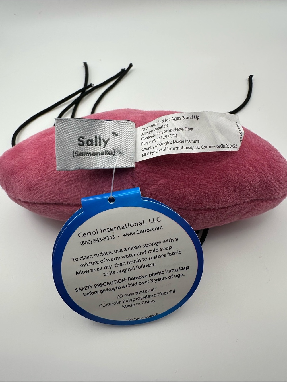 EXTREMELY RARE Certol micro VILLAINS Sally (Salmonella) Plush, NEW NWT - Picture 3 of 4